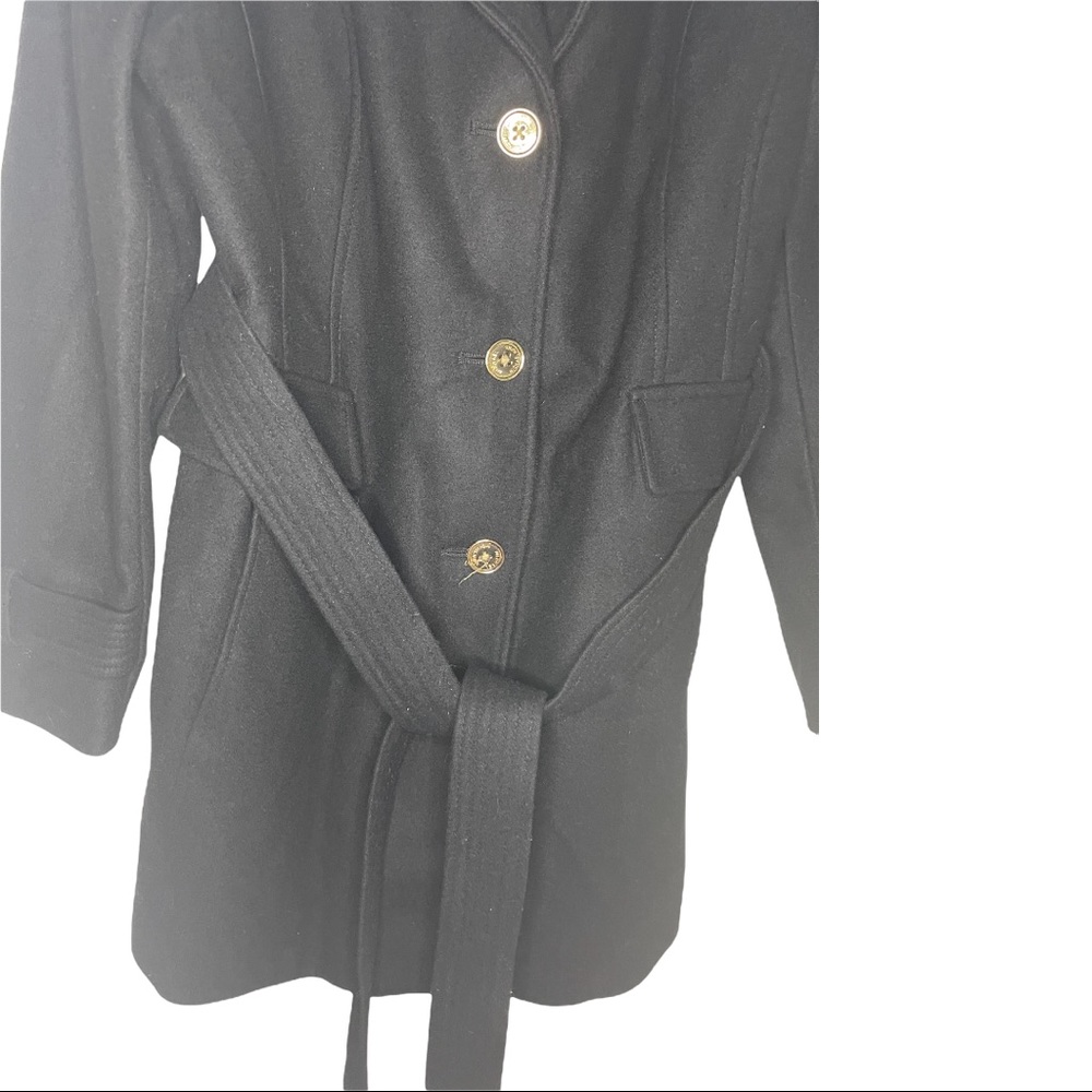 Women’s Michael Michael Kors Wool Blend Belted Coat Size Large Black - Picture 2 of 7